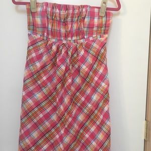vintage lilly pulitzer strapless pink plaid dress